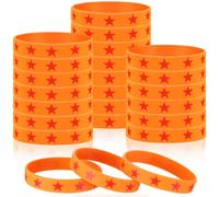Vinsot 24 Pcs Hawaiian Theme Silicone Wristbands Bracelets Anime Theme Rubber Bracelets Cartoon Design Birthday Party Supplies Multicolor Silicone Stretch Wristbands (Star)