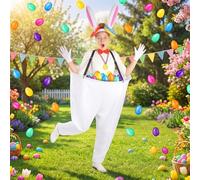 Vinsot 40 Pcs Easter Granny Pants Yard Game Set Oversized Granny Pants with Colorful Easter Eggs, Bow Tie, Bunny Ears and Medal, Glasses, Scarf, Ring Outdoor Tossing Game for Spring Backyard Party