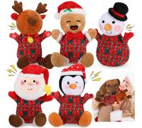 Vinsot 5 Pack Christmas Dog Toys Plush Squeaky Chew Toys for Small Medium Large Dogs Interactive Santa Moose Snowman Penguin Gingerbread Man for Aggressive Chewers(Soft,Plaid Style)