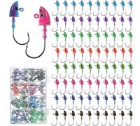 Vinsot 80 Pcs Crappie Jig Heads Fishing Jig Head Hooks 1/4oz 1/8oz 3/8oz 1/16oz 1/32oz Simulation Fish Eye Ball Hooks Bulk for Crappie Bass Trout Gifts for Christmas (3/8 oz,Fish Head)