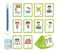 VINSPIRE Communication Cards PECS Flashcards - 32PCS Pecs Cards Sign Language Flash Cards, Non Verbal Children and Adults with Autism for Visual Aid or Cue Flash Cards with Loss Prevention Strap