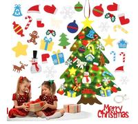 VINSPIRE Felt Christmas Tree Set, 3.81FT DIY Wall Felt Christmas Tree for Kids & Toddlers with 32PCS Ornaments & LED String Lights, Kids Wall Hanging Xmas Decorations for Home, Door & Window Decor Kit