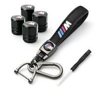 VINSPIRE Tyre Valve Caps and Metal Keychain Combo, 4PCS Car Tyre Dust Caps and 1PCS Keyring Compatible with Car M M2 M4 M5 M6 M8 X1 X2 X3 X5 X6 X7 Models Such As Series, Dust Caps for Car Tyres