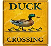 Vinstralivye 12X12IN Metal Tin Sign DUCK CROSSING Road Street Yard Garden Wall Man Cave Decor Tin Sign Indoor Outdoor