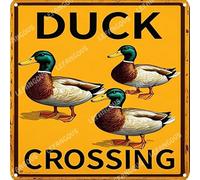 Vinstralivye 12X12IN Metal Tin Sign DUCK CROSSING Road Street Yard Garden Wall Man Cave Decor Tin Sign Indoor Outdoor