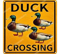 Vinstralivye 12X12IN Metal Tin Signs DUCK CROSSING Street Traffic Road Signs Wall Decor Outdoor Plaque