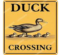 Vinstralivye 12X12IN Metal Tin Signs DUCK CROSSING Street Traffic Road Signs Wall Decor Outdoor Plaque