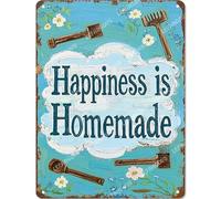 Vinstralivye 12x16IN HAPPINESS IS HOMEMADE Tin Sign Wall Art Modern Farmhouse Decor, Minimalist Living Room Gift for Homeowners