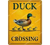 Vinstralivye 12X16IN Metal Tin Sign DUCK CROSSING Road Street Yard Garden Wall Man Cave Decor Tin Sign Indoor Outdoor