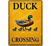 Vinstralivye 12X16IN Metal Tin Sign DUCK CROSSING Road Street Yard Garden Wall Man Cave Decor Tin Sign Indoor Outdoor