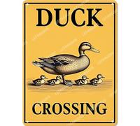 Vinstralivye 12X16IN Metal Tin Signs DUCK CROSSING Street Traffic Road Signs Wall Decor Outdoor Plaque