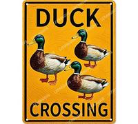 Vinstralivye 12X16IN Metal Tin Signs DUCK CROSSING Street Traffic Road Signs Wall Decor Outdoor Plaque