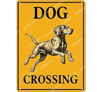 Vinstralivye 12X16IN Vintage Tin Sign DOG CROSSING Rustic Metal Tin Sign Funny Bathroom Wall Decor for Home Bathroom Club Pub Housewarming Gift