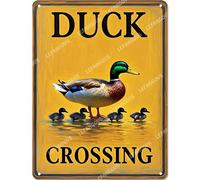 Vinstralivye 12X16IN Vintage Tin Sign DUCK CROSSING Rustic Metal Tin Sign Funny Bathroom Wall Decor for Home Bathroom Club Pub Housewarming Gift