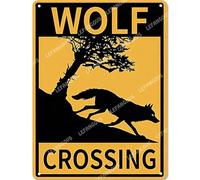 Vinstralivye 12X16IN Vintage Tin Sign WOLF CROSSING Rustic Metal Tin Sign Funny Bathroom Wall Decor for Home Bathroom Club Pub Housewarming Gift