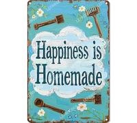 Vinstralivye 8x12IN HAPPINESS IS HOMEMADE Tin Sign Wall Art Modern Farmhouse Decor, Minimalist Living Room Gift for Homeowners