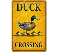 Vinstralivye 8X12IN Metal Tin Sign DUCK CROSSING Road Street Yard Garden Wall Man Cave Decor Tin Sign Indoor Outdoor
