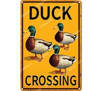 Vinstralivye 8X12IN Metal Tin Sign DUCK CROSSING Road Street Yard Garden Wall Man Cave Decor Tin Sign Indoor Outdoor