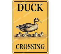 Vinstralivye 8X12IN Metal Tin Signs DUCK CROSSING Street Traffic Road Signs Wall Decor Outdoor Plaque