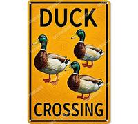 Vinstralivye 8X12IN Metal Tin Signs DUCK CROSSING Street Traffic Road Signs Wall Decor Outdoor Plaque