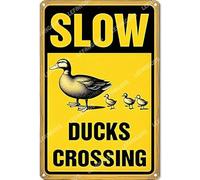 Vinstralivye 8x12IN SLOW DUCKS CROSSING Tin Sign Wall Art - Modern Farmhouse Decor, Minimalist Living Room Gift for Homeowners