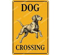 Vinstralivye 8X12IN Vintage Tin Sign DOG CROSSING Rustic Metal Tin Sign Funny Bathroom Wall Decor for Home Bathroom Club Pub Housewarming Gift
