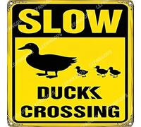 Vinstralivye Vintage 12x12IN SLOW DUCKS CROSSING Metal Wall Art Rustic Tin Sign for Kitchen Decor Farmhouse Home Decoration Gift Idea
