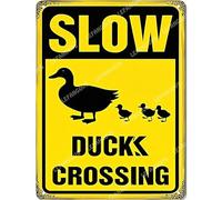Vinstralivye Vintage 12x16IN SLOW DUCKS CROSSING Metal Wall Art Rustic Tin Sign for Kitchen Decor Farmhouse Home Decoration Gift Idea