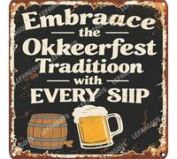 Vinstralivye Vintage Metal Tin Signs 12x12IN Embrace the Oktoberfest Tradition with Every Sip Funny Garage Man Cave Decor