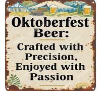 Vinstralivye Warning Metal Tin Sign 12x12IN Oktoberfest Beer: Crafted with Precision, Enjoyed with Passion Caution Danger Safety Security Warning Notice Signs