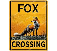 Vinstralivye Warning Metal Tin Sign 12x16IN Fox Crossing Caution Danger Safety Security Warning Notice Signs