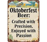 Vinstralivye Warning Metal Tin Sign 12x16IN Oktoberfest Beer: Crafted with Precision, Enjoyed with Passion Caution Danger Safety Security Warning Notice Signs