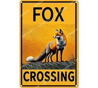 Vinstralivye Warning Metal Tin Sign 8x12IN Fox Crossing Caution Danger Safety Security Warning Notice Signs