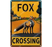 Vinstralivye Warning Metal Tin Sign 8x12IN Fox Crossing Caution Danger Safety Security Warning Notice Signs