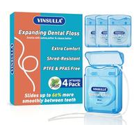 VINSULLA Expanding Dental Floss for Deep Cleaning,Mint(Total 220 Yards) | Waxed Soft Spongy Floss,Deep Cleaning,Shred Resistant for Sensitive Gums, Wide Interdental Spaces & Daily Oral Care