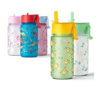 VINSUN Kids Water Bottles 500ml with Straw - Leak-proof, Tritan, BPA free - Green Drinks Bottle with Lions for Kindergarten, School, Sport - Boys or Girls
