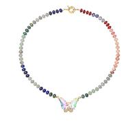 Vinswet Butterfly Beaded Necklace for Women, Colorful Boho Bead Choker Necklace Natural Stone Surfer Beach Necklace Summer Handmade Jewelry, 17, Brass, No Gemstone