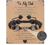 Vinswet I Love You in 100 Languages Bracelet for Men, Husband, Dad,Son, Brother,Grandson,Grandpa, Uncle,Adjustable 8mm Tiger Eye Obsidian Hematite Lava Rock Triple Protection Bead Bracelets Fathers