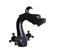 Vinta Bathroom Sink Faucet Double Handle Brass Tap Antique Black Short Retro Design for Classic Home Decor & Slish Water Fixture