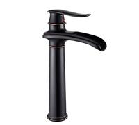Vinta Black Tall Waterfall Faucet - High Rise Brass Basin Mixer Tap for Bathroom Sink, Retro SLE, Slish & Functal, Ideal for Modern Bathrooms & ry Decor