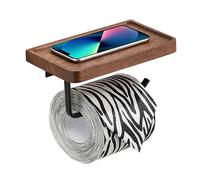 Vinta Black Toilet Paper Holder - Stylish Wall-Mounted & Freestanding Wooden Tissue Roll Organizer, Perfect Bathroom Accessory for Elegant Home Decor & Modern Restrooms