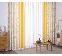 Vinta Kitchen 2 Piece Set Modern White Yellow & Patterns Split Design 107W x 138L cm Polyester Home