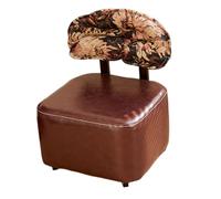 Vinta Ottoman Footstool - PU Leather Rolling Stool with Backrest 360° Rotating Small Chair for Salon Kitchen Home Coffee Color Square Design Foot Resting Ottoman