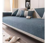 Vinta Sofa Cover Non Slip Couch Protector in Woven Cotton Linen Blend for 1 2 3 4 Seater Sofa Throw for U S & L S (Dark Green 90x180cm)