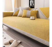 Vinta Sofa Cover Non Slip Couch Protector Woven Cotton Linen Blend for 1 2 3 4 Seater Sofa Throw for U S & L S (Yellow 90x180cm)