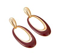 Vintag European and American Style Oval Hollow Pendant Earrings for Women Exaggerated French Charm Jewelry Gift