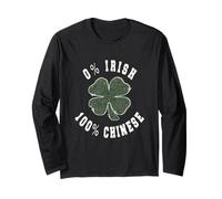 Vintage 0% Irish 100% Chinese Shamrock Long Sleeve T-Shirt