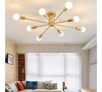 Vintage 10-Lights Semi Flush Black Metal Base Ceiling Light Fixture Modern Plating Finish Ceiling Lamp for Living Room Dining Room-den 10t (den 8t)