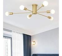 Vintage 10-Lights Semi Flush Black Metal Base Ceiling Light Fixture Modern Plating Finish Ceiling Lamp for Living Room Dining Room-den 10t (Black 6t)
