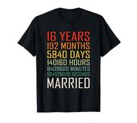 Vintage 16 Years 192 Months Married 16th Wedding Anniversary T-Shirt